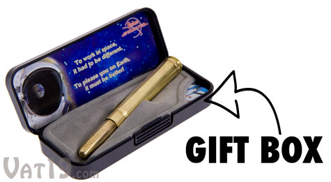 The .375 Caliber Bullet Pen is packaged in a black plastic gift box.