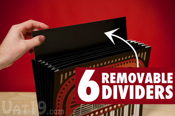 The Accordion File features six removable dividers.