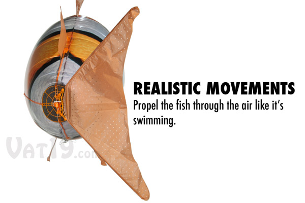You control the wag of the tail to produce realistic swimming motions.