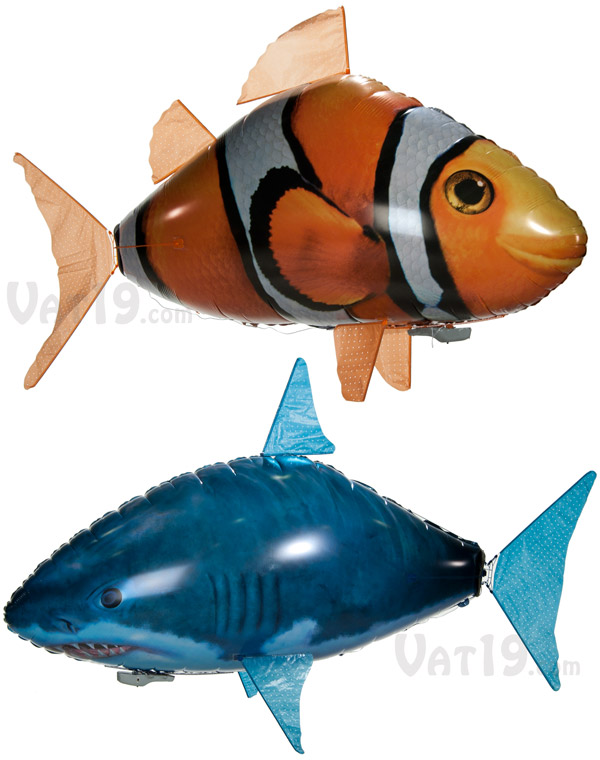 Air Swimmers are currently available in two styles: Clownfish and Shark.
