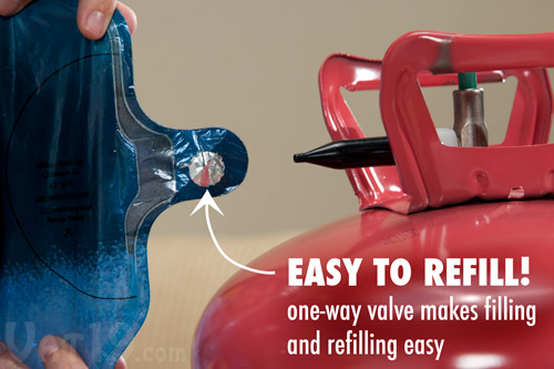 The Air Swimmer features a one-way valve which makes filling, emptying, and refilling easy.
