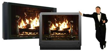 Martini Guy with the ultimate fake fireplace dvd