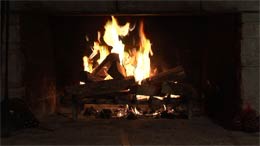 Our rough-hewn look - the stone video fireplace