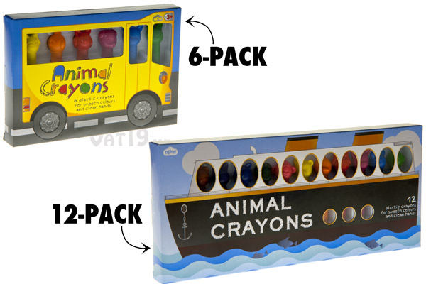 Animal Crayons are available in a 6-pack or 12-pack.