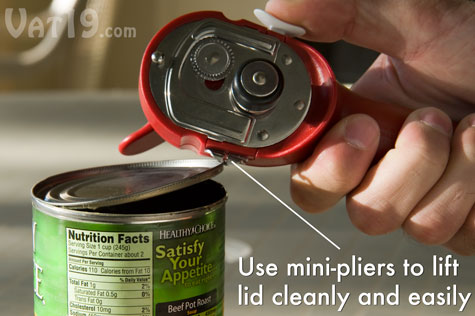 The mini-pliers help you remove the top cleanly and safely.