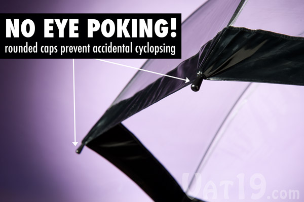 Rounded plastic ferrules prevent pokes.
