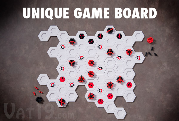 Blindside employs a unique game board featuring four interlocking pieces.
