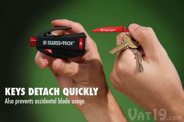 The BodyGard separates quickly and easily from your keychain for immediate access in the case of an emergency.