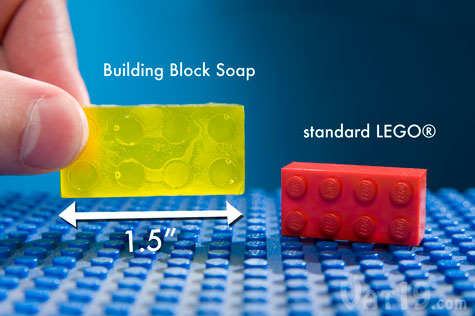 Each Build Block Speaker is slightly larger than a standard LEGO&reg; block.