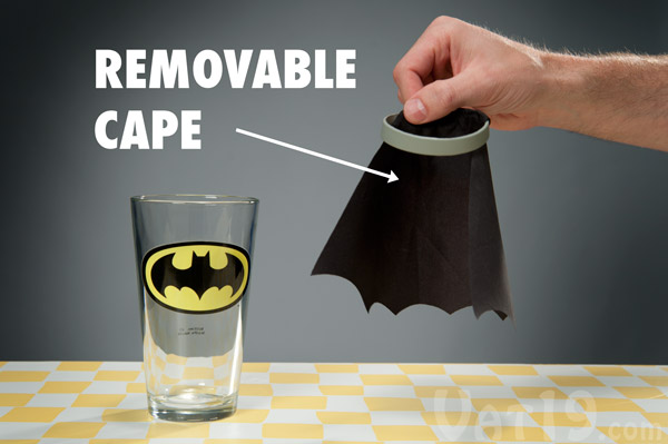 Our officially licensed Superman and Batman Pint Glasses feature removable capes.