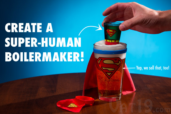 Combine our Caped Shot Glasses with our Caped Pint Glasses for the ultimate Superhero drinking experience.