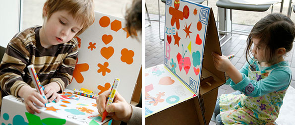 Kids will enjoy decorating all sides of their cardboard chairs.