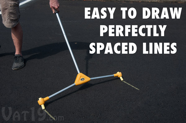 Quickly and easily draw perfectly straight lines with the Chalk City Road Maker.