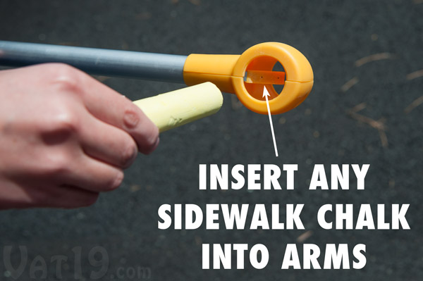 The Chalk City Road Maker accommodates any standard sidewalk chalk.