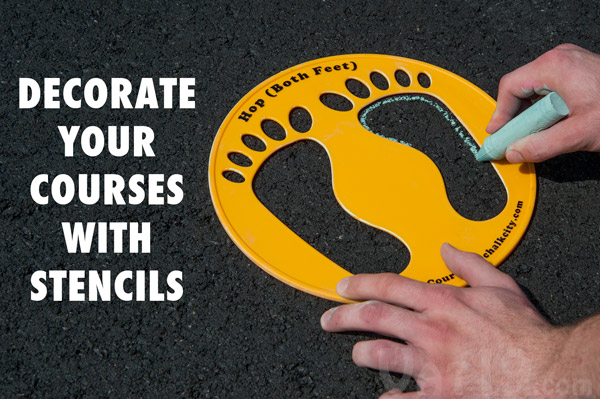 Decorate your sidewalk chalk courses with the Chalk City Stencil Sets.