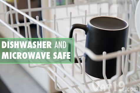 The Chalk Board Coffee Mug is both microwave and dishwasher safe.