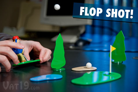 Get crazy and hit insane flop shots with the Chip Shotz mini desktop golf game.