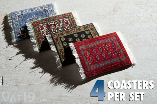 Each pack of CoasterRugs includes four drink coasters.