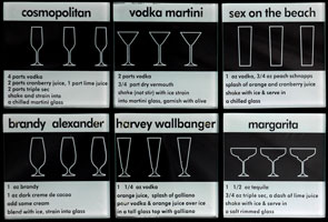 All six cocktail glass coasters