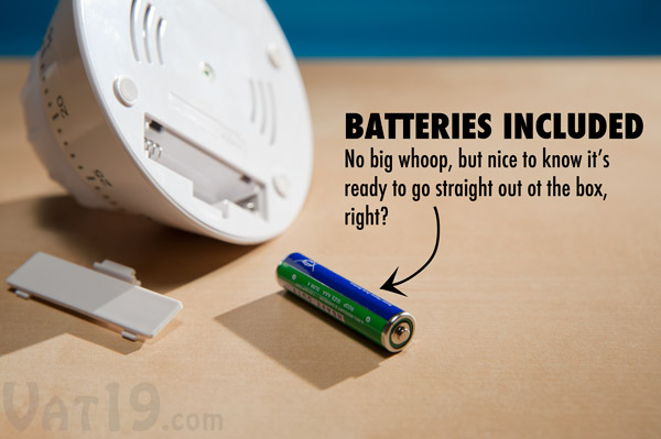 The Color Alert Kitchen Timer requires AAA batteries which are included.