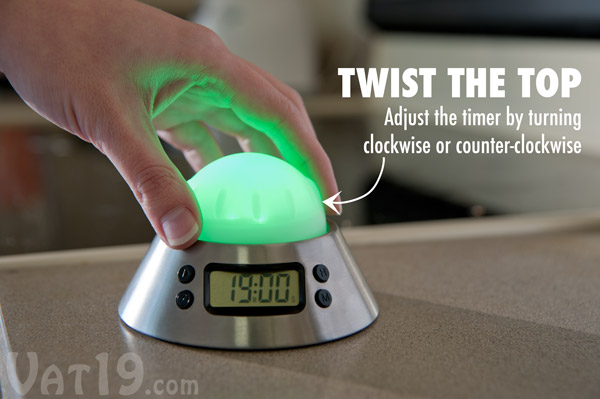 Set the timer by twisting the knob on the top of the timer.