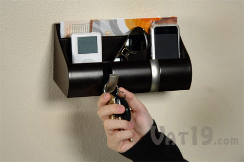 Cubby Wall Organizer with two flip-down hooks