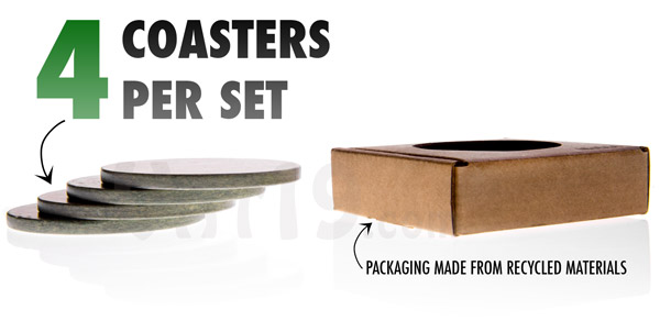 Each set of Currency Coasters includes four coasters.