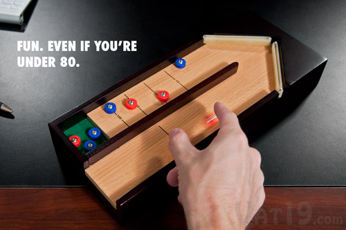 The Desktop Shuffleboard Game is the perfect gift for the desk dweller.