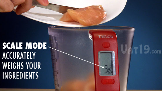 Scale mode accurately weights your ingredients in multiple units.
