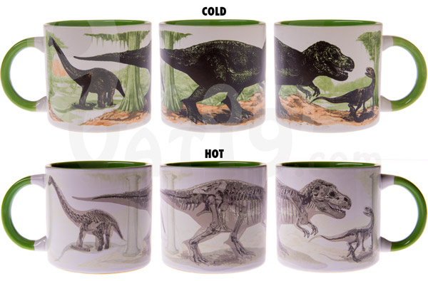 Simply add a hot beverage to watch the dinosaurs go extinct before your eyes.