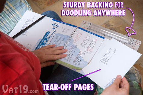 Tear-off pages allow you to save or share your doodles.