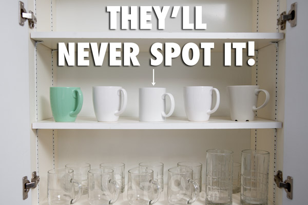 The I'm a Douche Coffee Mug looks just like any regular coffee mug.