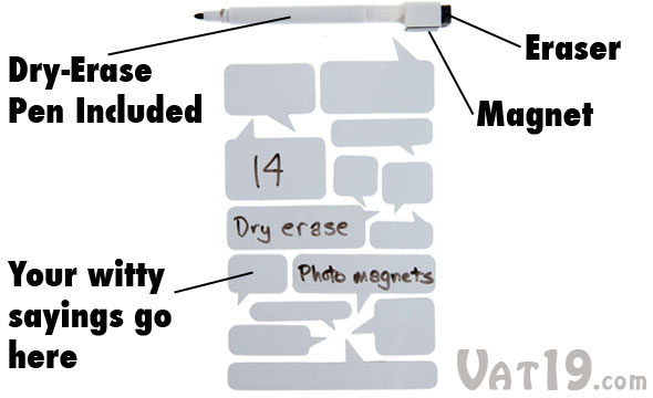 Set of 14 Dry Erase Photo Magnets with Marker