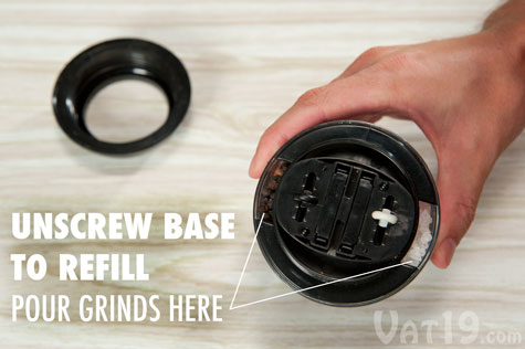 Unscrew the base of the Dual Pepperball to refill the salt and pepper.
