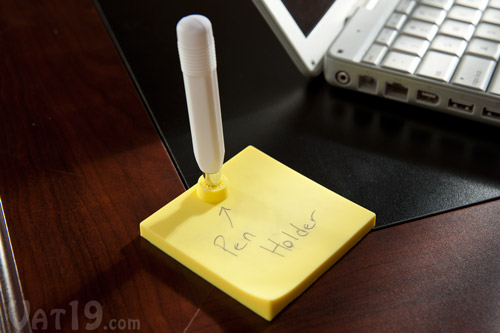 The Erasable Memo Pad features a small pen holder so you've always got a writing implement nearby.