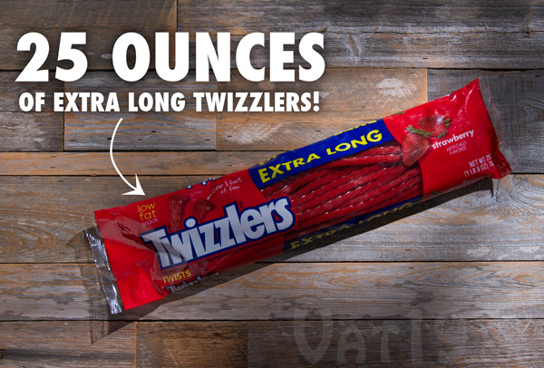 Each pack of Extra Long Twizzlers contains over 1.5 pounds of delicious Twizzler candy.