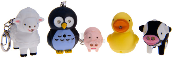Farm Animal Keychains - Sheep, Owl, Pig, Duck, and Cow