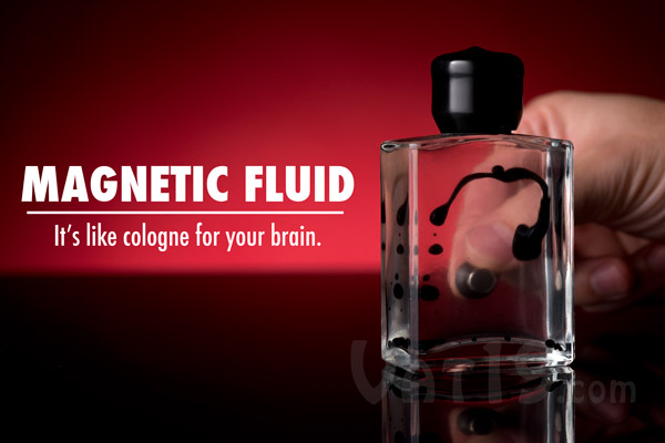 Ferrofluid magnetic liquid reacts wildly to a magnet.