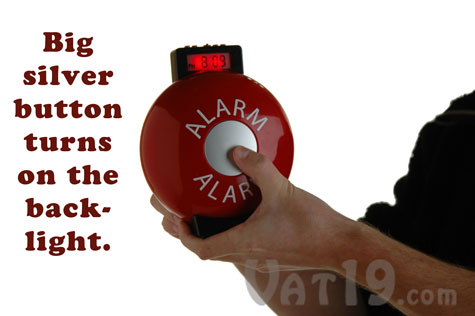 Fire Bell Alarm Clock blacklit display