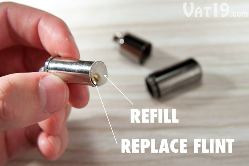 The FireStash Keychain Peanut Lighter is easy to refill. Simply pull from the capsule and add more lighter fluid.
