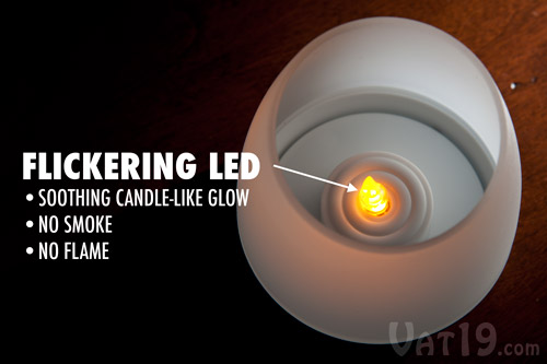 The flickering LED of the Flip 'n Charge Candle Lights provides a soothing, candle-like glow.