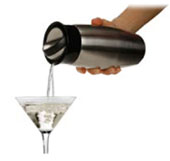 Pour the drinks from the Flip Top Stainless Steel Cocktail Shaker