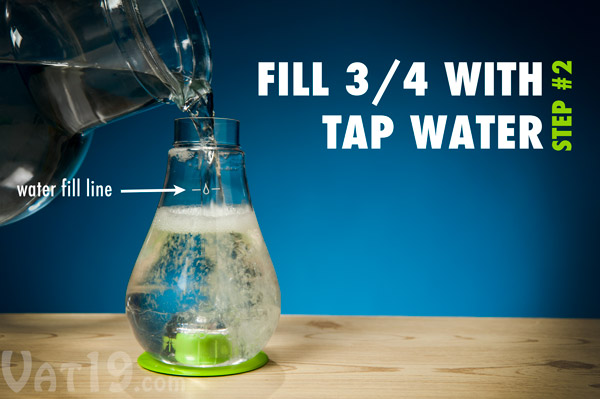 Complete the process by adding water and then swirling the mixture.