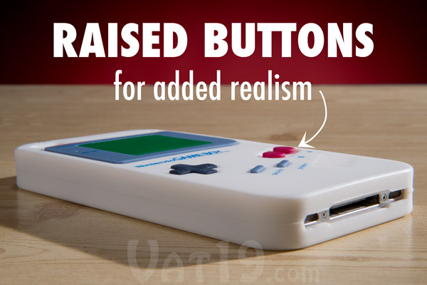 The raised buttons on the Game Boy iPhone 4 case adds to its realism.
