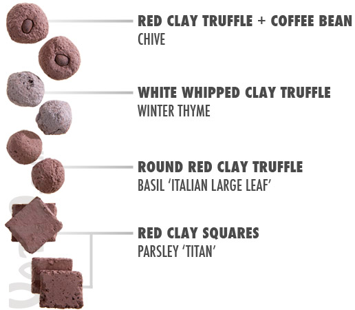 A total of eight truffles are included featuring chive, thyme, basil, and parsley.