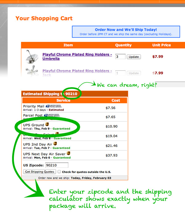 Shipping Calculator close-up