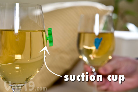 Wine and Glass Markers suction cup to nearly any drinkware.