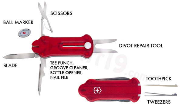 The Swiss Army Golf Tool features 10 handy tools.