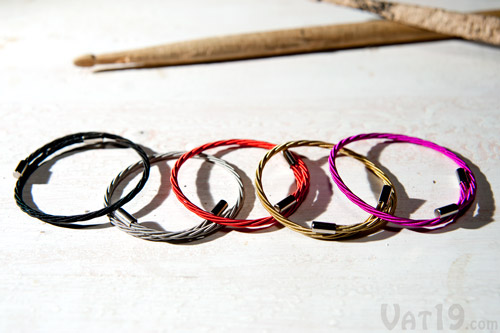 Guitar String Bracelets are available in a variety of colors.
