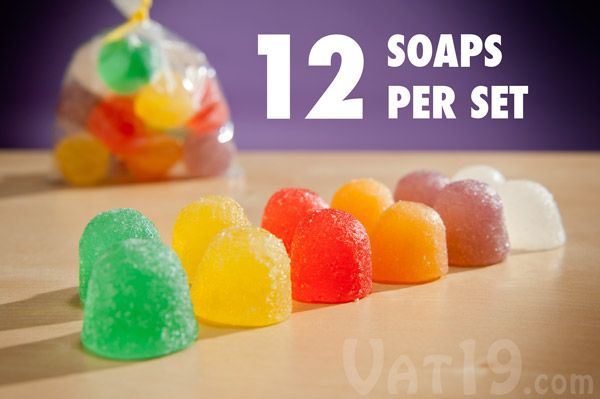 Each set of Goodie Gumdrops Soap includes 12 candy soaps.